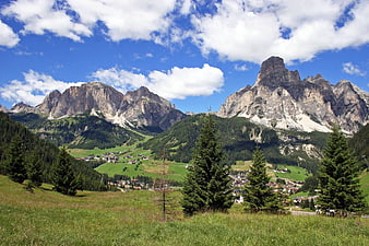 Scenic Dolomites Mountain Landscape with Alpine Village