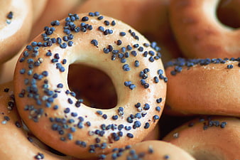 Close-up of Fresh Poppy Seed Bagels