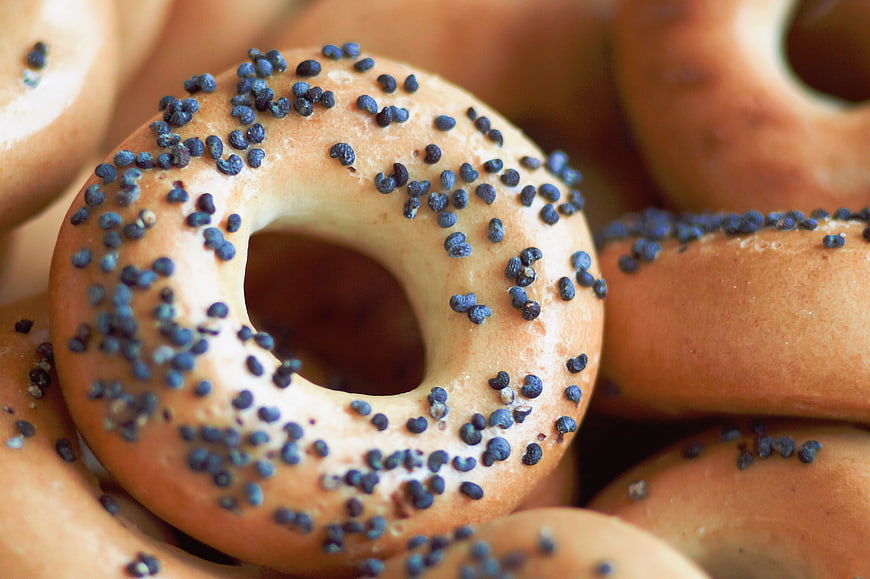 Close-up of Fresh Poppy Seed Bagels