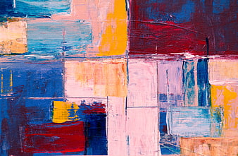 Abstract Colorful Oil Painting with Textured Brushstrokes