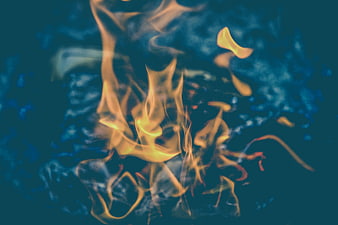 Abstract Fire Flames on Dark Blue Background