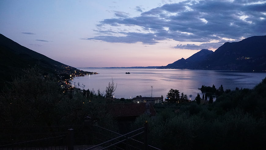 Serene Lake Garda Twilight Landscape with Mountains