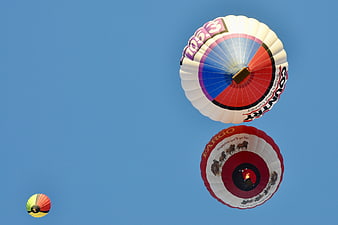 Hot Air Balloons Flying in Blue Sky