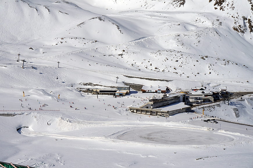 Aerial view of Sölden ski resort in the Austrian Alps