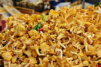 Fresh Yellow Chanterelle Mushrooms at Market