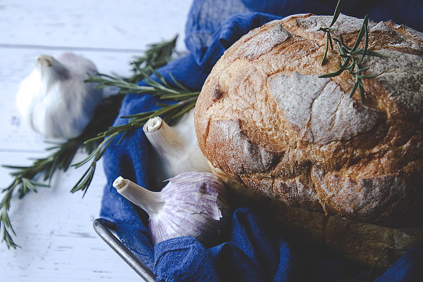 Rustic Artisan Bread with Garlic and Rosemary