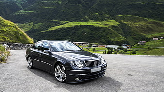 Black Mercedes-Benz S-Class W220 on Mountain Road