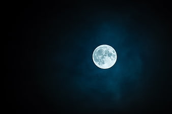 Full Moon in Dark Blue Night Sky