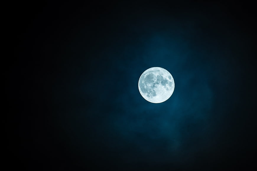 Full Moon in Dark Blue Night Sky