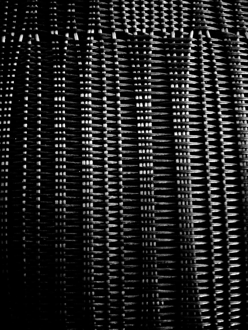 Black and white wicker texture pattern close up