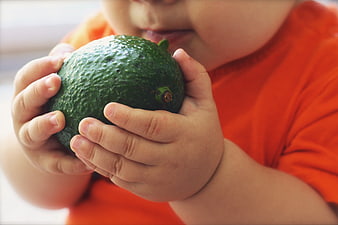 Close-up of Child Holding Green Avocado