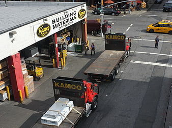 High angle view of Kamco building materials supply depot in New York City