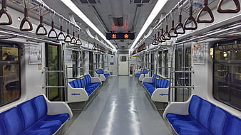 Empty Interior Of A Modern Korean Subway Train Car