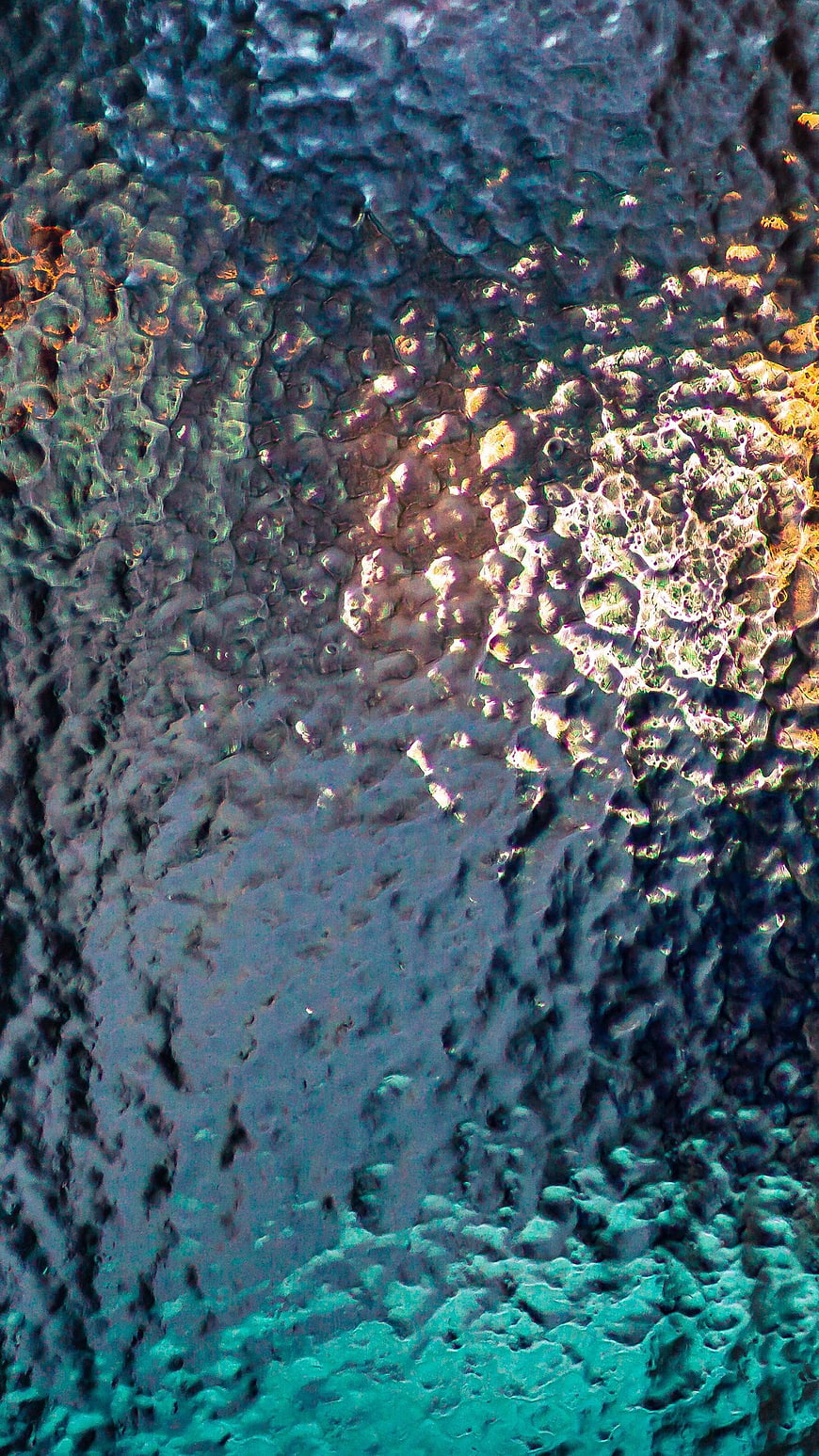 Abstract Frozen Ice Texture with Colorful Light Reflections