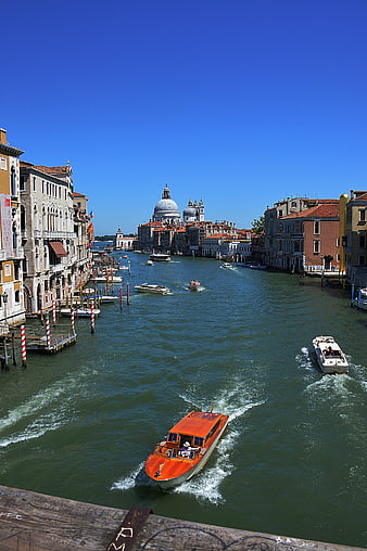 Venice Grand Canal with Santa Maria della Salute and Boats