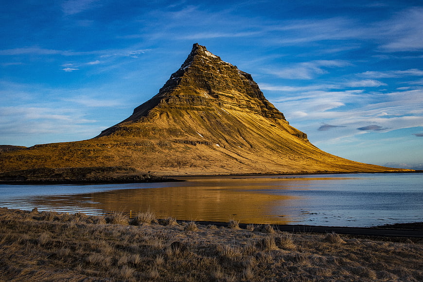 Kirkjufell Mountain Iceland Landscape with Water Reflection