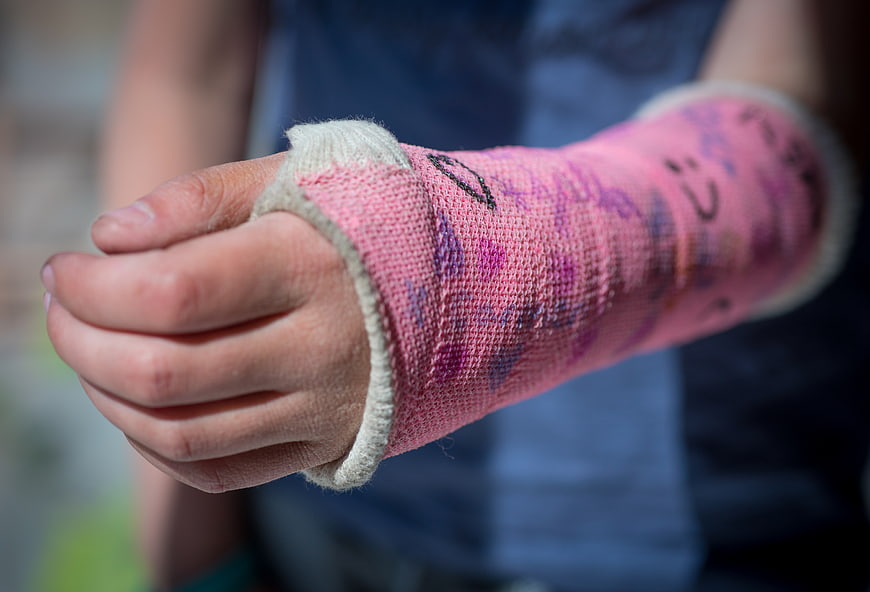 Child's Arm in Pink Cast with Doodles