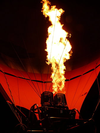 Hot Air Balloon Burner Flame at Night