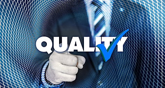 Businessman Hand Pressing Quality Checkmark Button