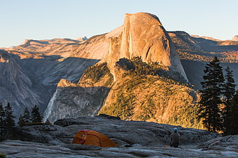 Camping at Half Dome Yosemite National Park Sunset