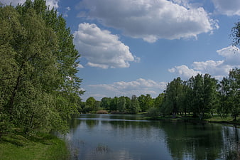 Serene Lake in Britzer Garten Park, Berlin, Germany