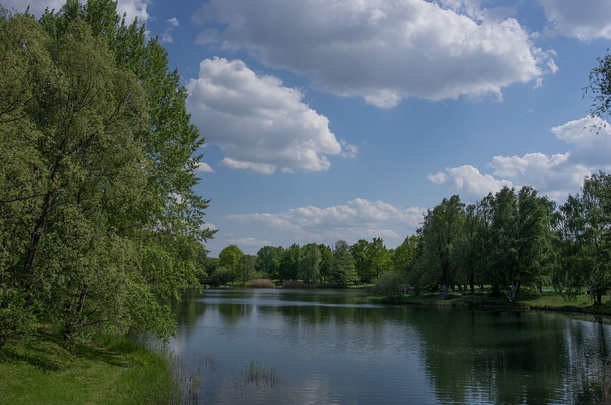 Serene Lake in Britzer Garten Park, Berlin, Germany