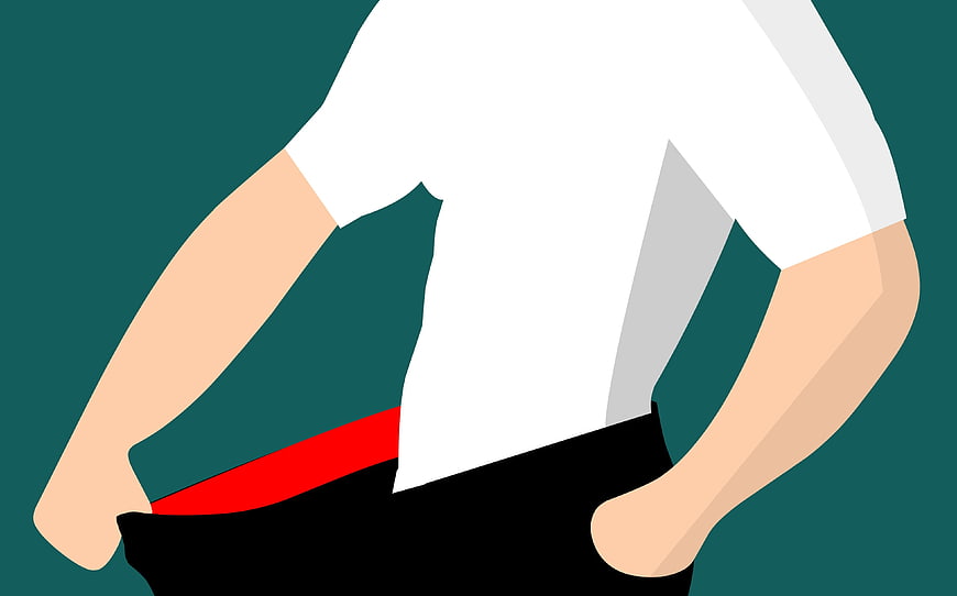 Flat vector illustration of a person pulling out a loose waistband