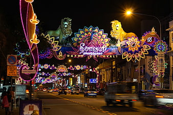 Vibrant Diwali Street Lights in Little India Singapore