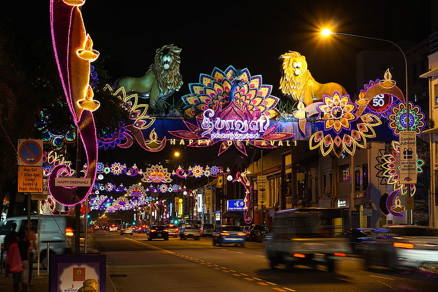 Vibrant Diwali Street Lights in Little India Singapore