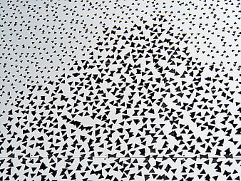 Black Triangle Confetti Scattered on White Background
