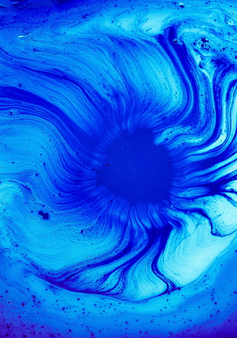 Abstract Blue Ink Swirls in Liquid Paint Texture