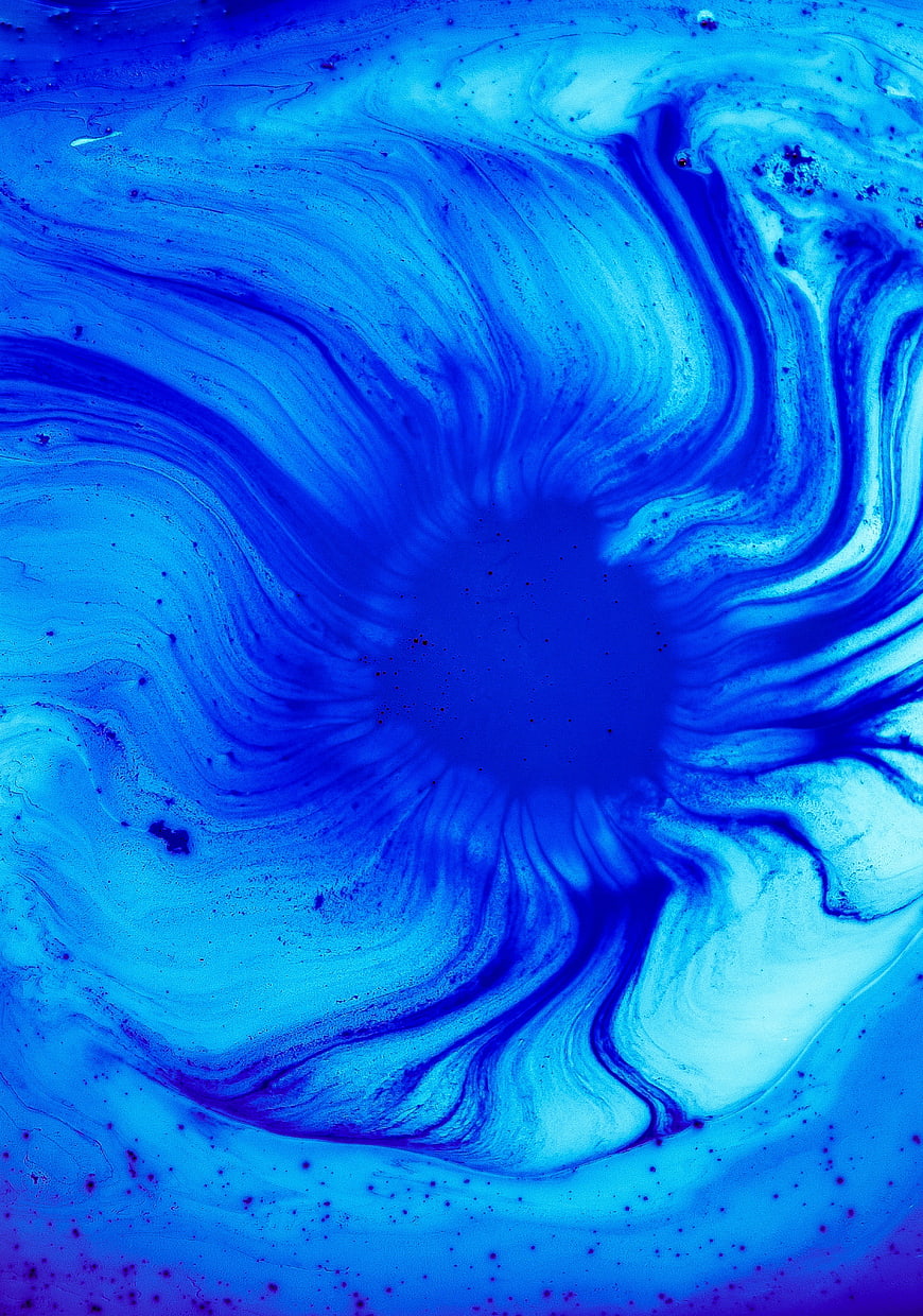 Abstract Blue Ink Swirls in Liquid Paint Texture