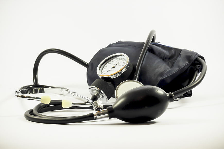 Sphygmomanometer and Stethoscope on White Background