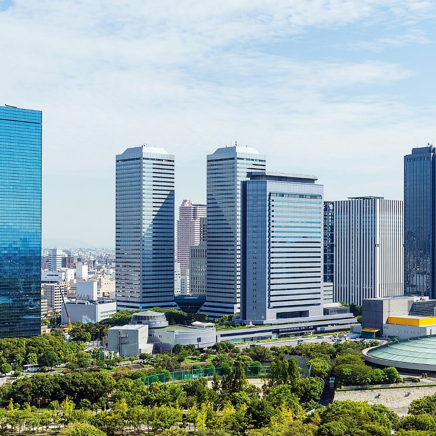 Modern Tokyo Cityscape with Skyscrapers and Park