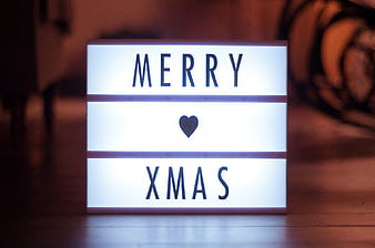 Merry Xmas Light Box Sign with Heart Symbol
