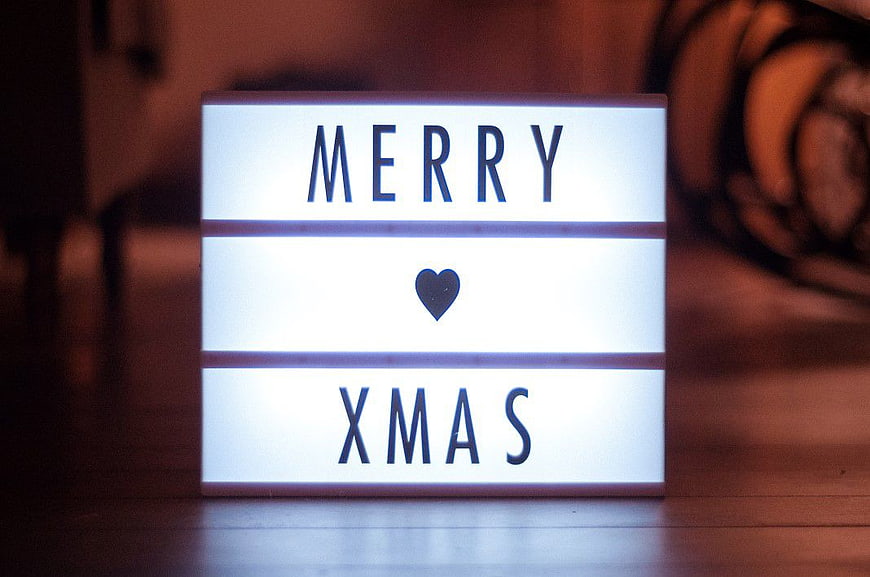 Merry Xmas Light Box Sign with Heart Symbol