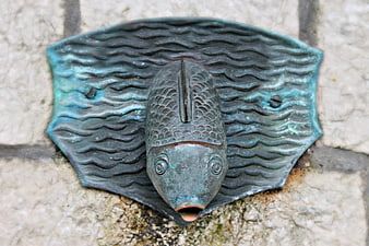 Bronze Fish Gargoyle Wall Ornament with Water Spout