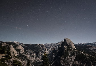 Half Dome Yosemite National Park Night Sky Starry Landscape