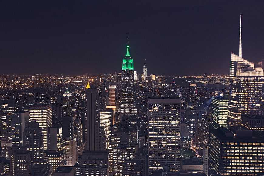 New York City Skyline at Night with Empire State Building