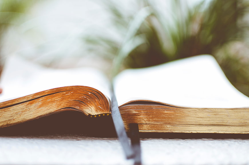Close-up of Open Vintage Book with Blank Pages