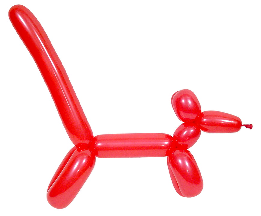 Red Balloon Dog Sculpture On White Background