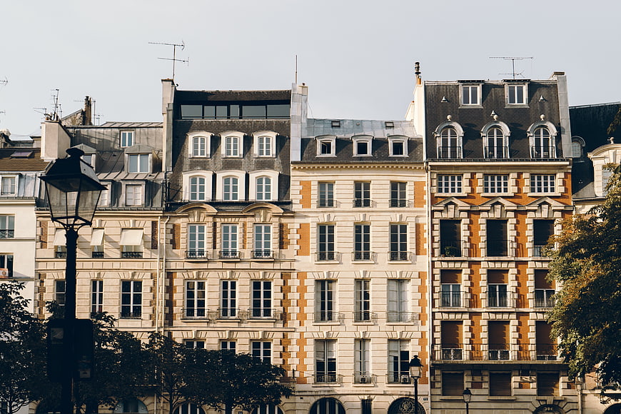 Classic Parisian Haussmann Architecture Facade