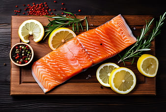 Fresh Salmon Fillet with Lemon, Rosemary, and Peppercorns