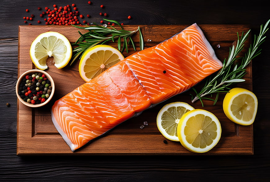 Fresh Salmon Fillet with Lemon, Rosemary, and Peppercorns