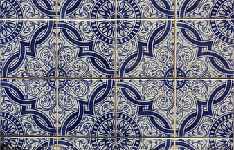 Blue and white Portuguese ceramic tiles pattern