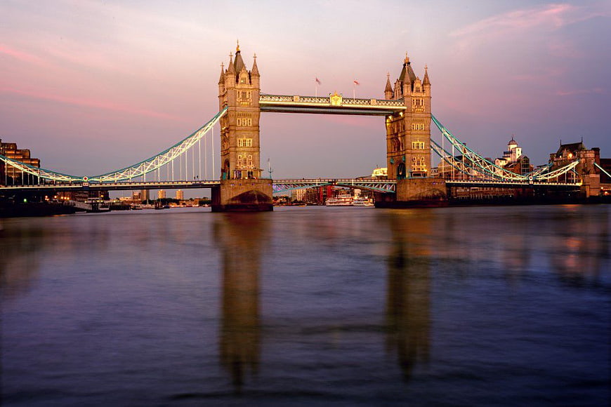 Tower Bridge London at Dusk with Reflections