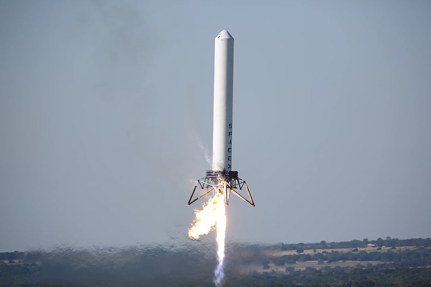 SpaceX Falcon 9 Rocket Landing with Landing Legs Deployed