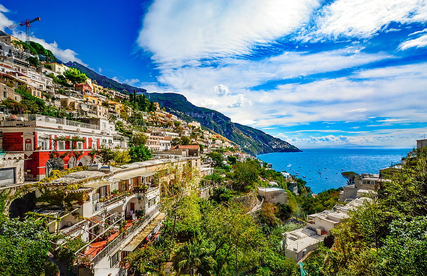 Colorful Positano Village on Amalfi Coast Italy