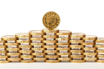 Stack of British Gold Coins with Queen Elizabeth Portrait