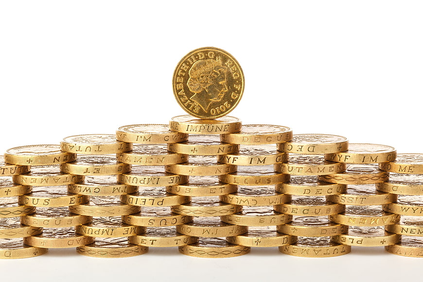 Stack of British Gold Coins with Queen Elizabeth Portrait
